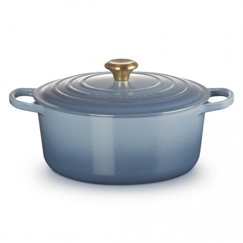 Le Creuset  okrugla kaserola od livenog gvožđa sa dugmetom u boji zlata, 28 cm, 6.7 l