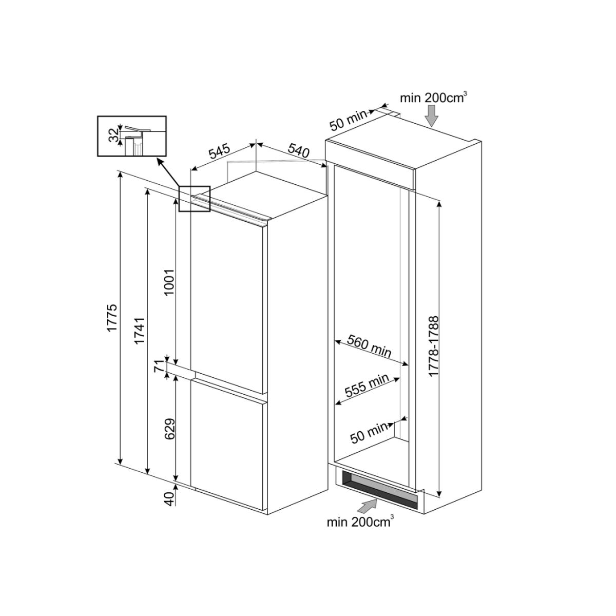 Smeg CP177TNE ugradni kombinovani frižider Smeg CP177TNE ugradni kombinovani frižider