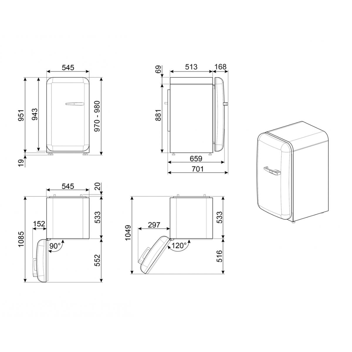 Smeg Fab10Lor6 Mali Frižider