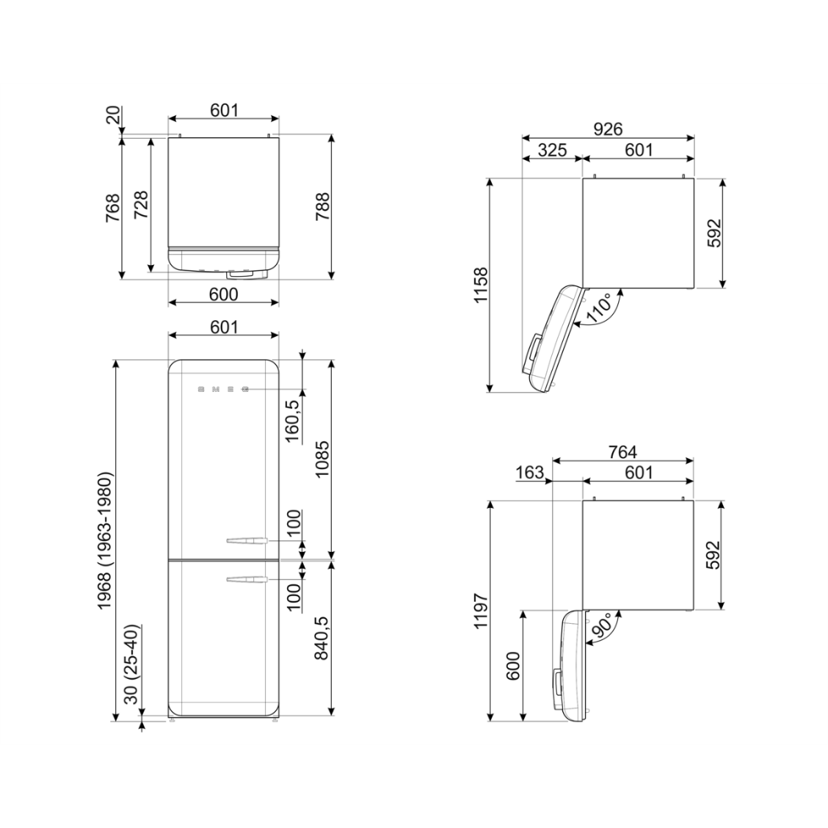 Smeg FAB32LBL5 kombinovani frižider