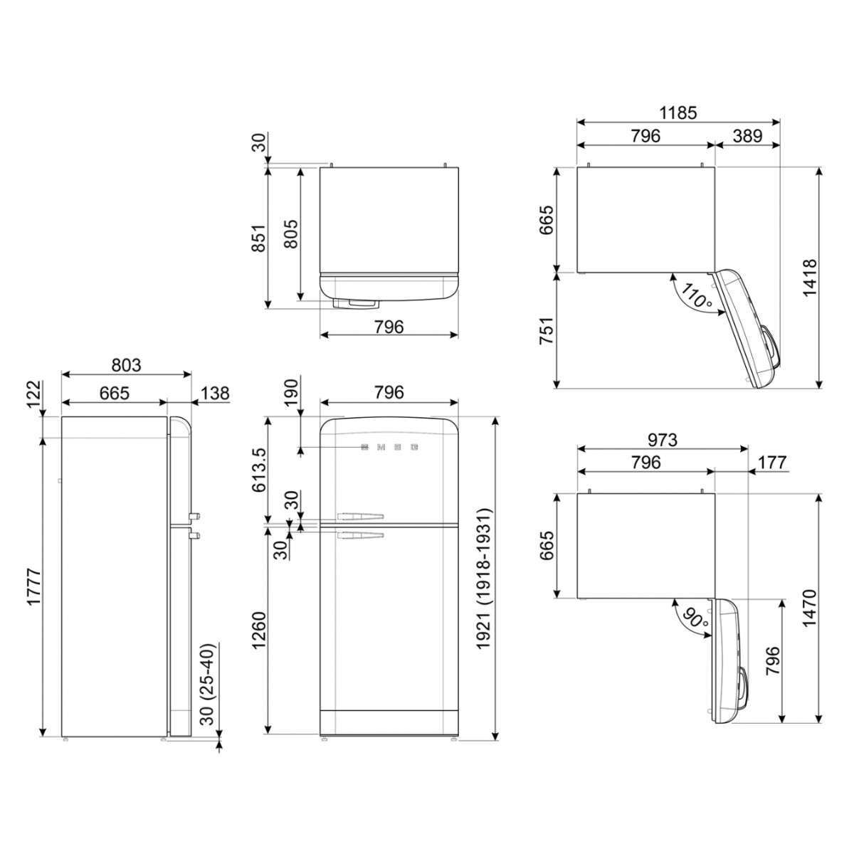 Smeg FAB50RCRB5 kombinovani frižider