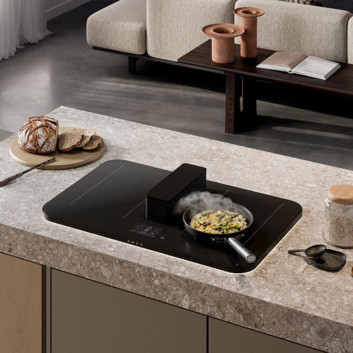 Smeg Hhsl7845Mb Indukciona Ploča Sa Integrisanim Aspiratorom