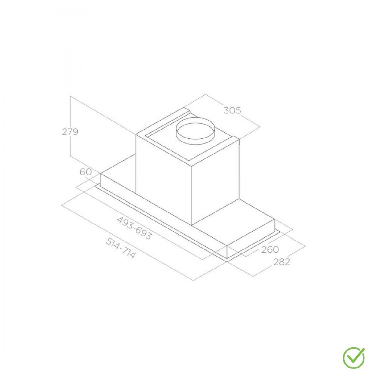 Elica Hidden 2.0 Bl Mat/A/52