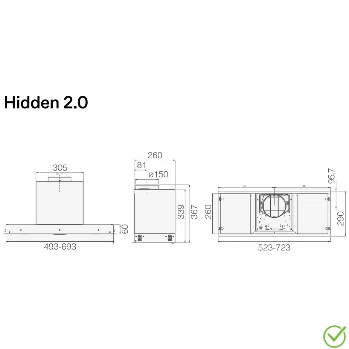 Elica Hidden 2.0 Bl Mat/A/52