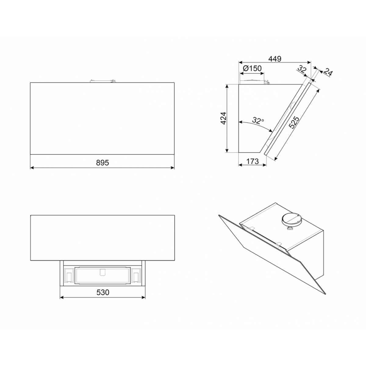 Smeg Kv394Mb Zidni Aspirator