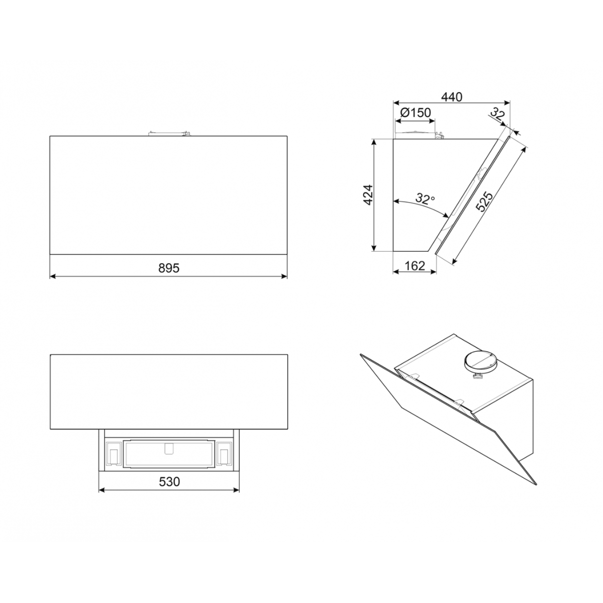Smeg Kv394N Zidni Aspirator