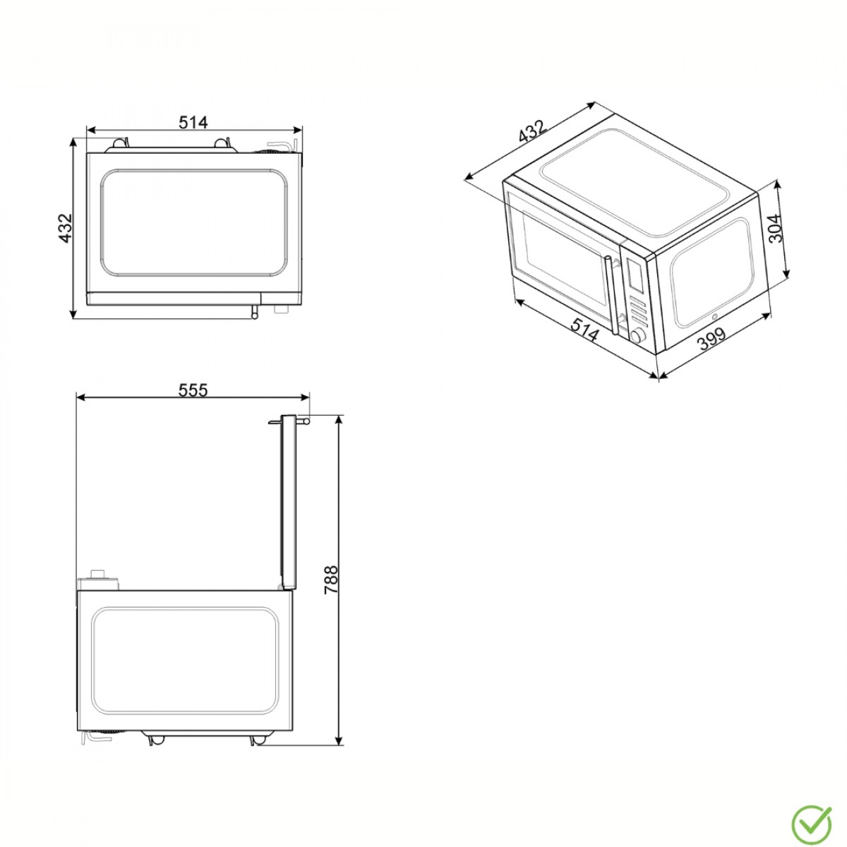 Smeg Moe25B Samostojeća Mikrotalasna Rerna