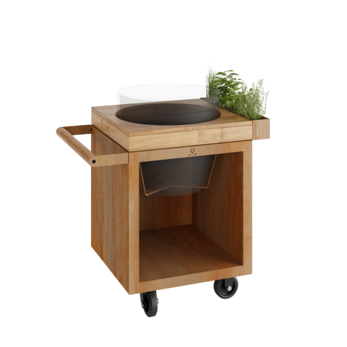 OFYR  Kamado Table Corten 65 PRO Teak Wood BGE - pult za Big Green Egg kamado roštilj OFYR  Kamado Table Corten 65 PRO Teak Wood BGE - pult za Big Green Egg kamado roštilj