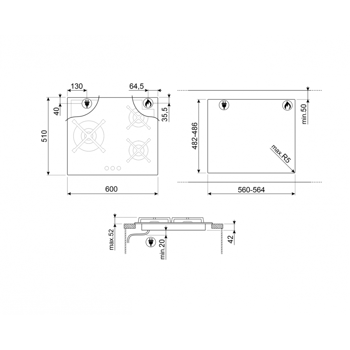 Smeg Pv363Ln Gasna Ploča Za Kuvanje