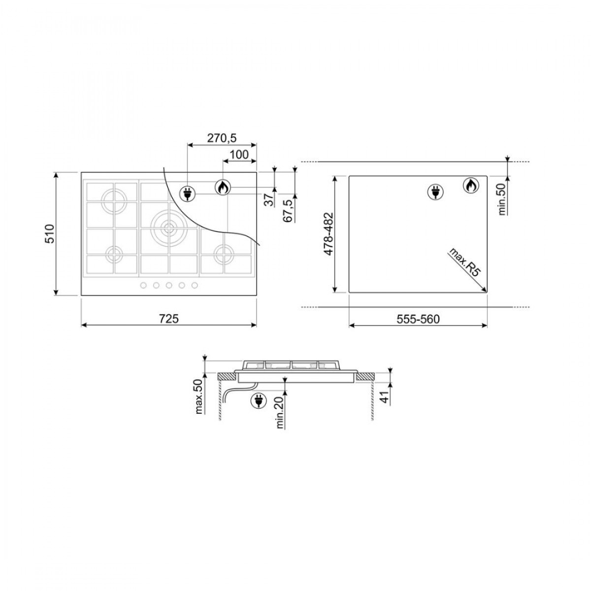 Smeg Px175 Gasna Ploča Za Kuvanje