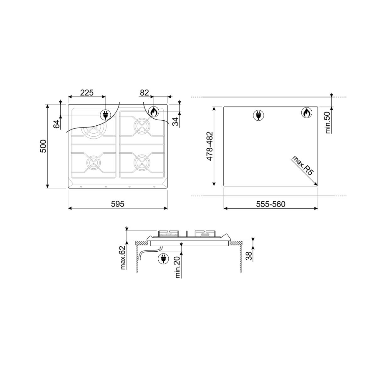 Smeg Sr964Pgh Gasna Ploča Za Kuvanje