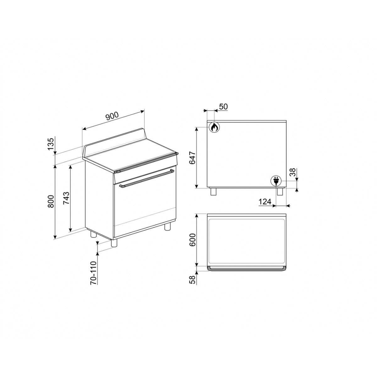 Smeg Tr90Gmgr Šporet Sa Gasnom Pločom Za Kuvanje