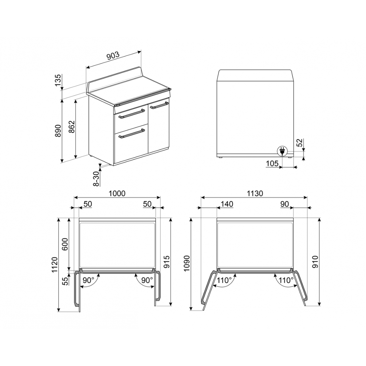 Smeg Tr93Ip2 Šporet Sa Indukcionom Pločom Za Kuvanje I 3 Rerne