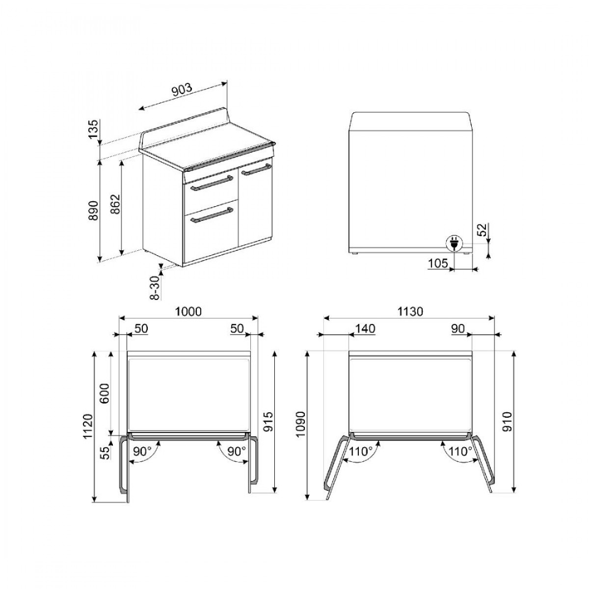 Smeg Tr93Ip2 Šporet Sa Indukcionom Pločom Za Kuvanje I 3 Rerne